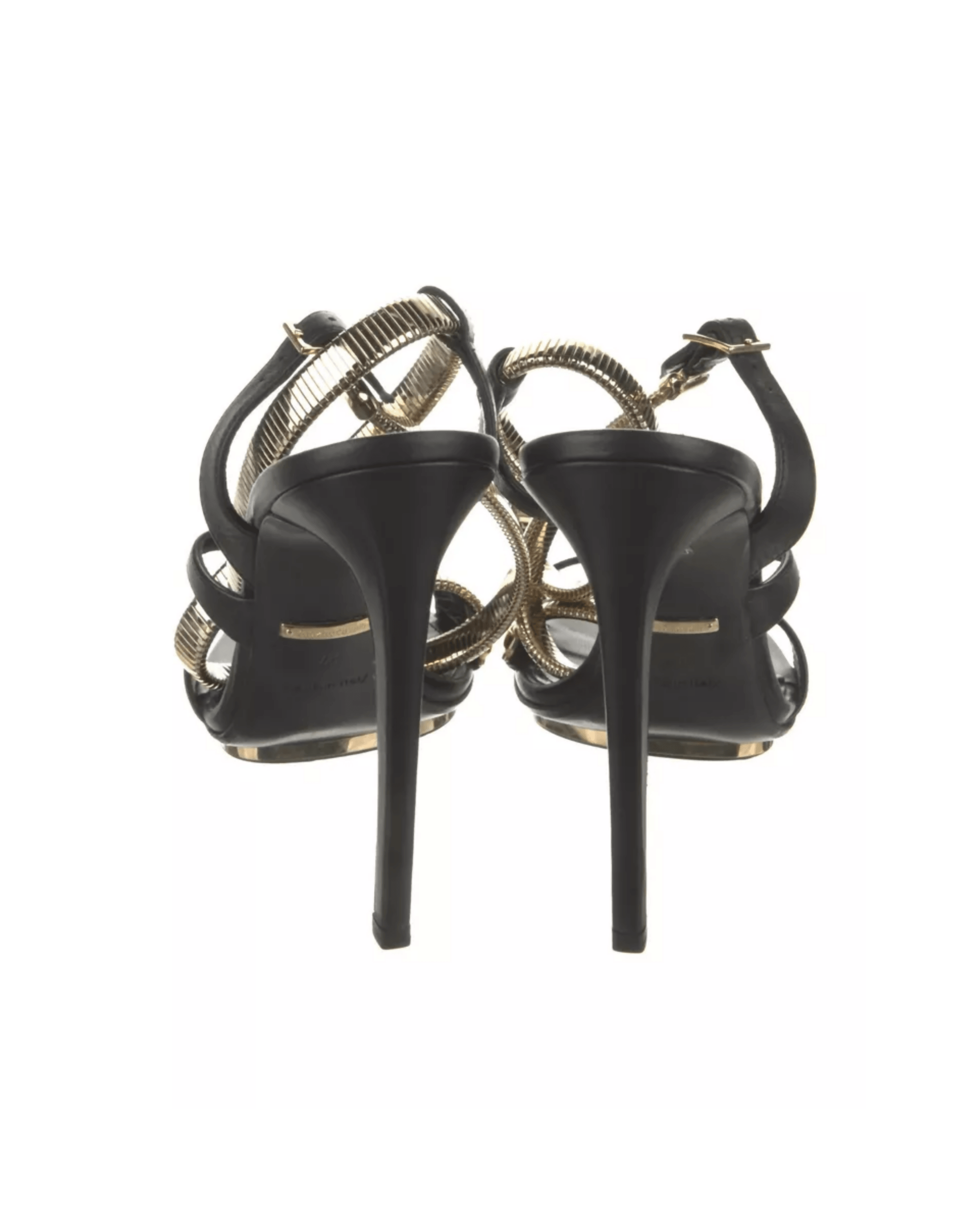 Black Leather Printed Sandal - Endless - UAE Rental and Resale for Women's Fashion