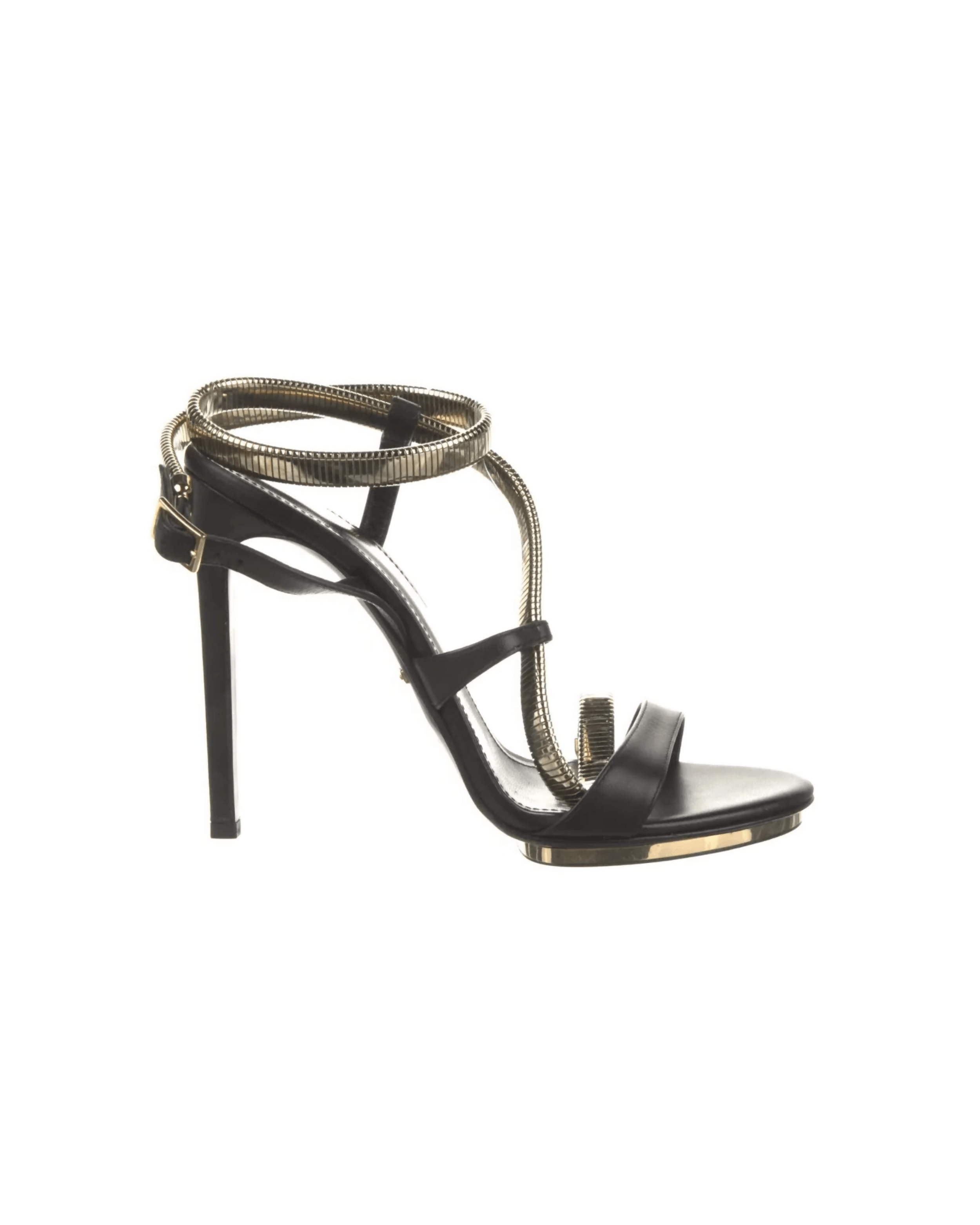 Black Leather Printed Sandal - Endless - UAE Rental and Resale for Women's Fashion