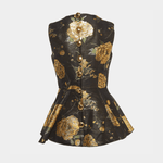 Black Metallic Floral Jacquard Peplum Top - Endless - UAE Rental and Resale for Women's Fashion