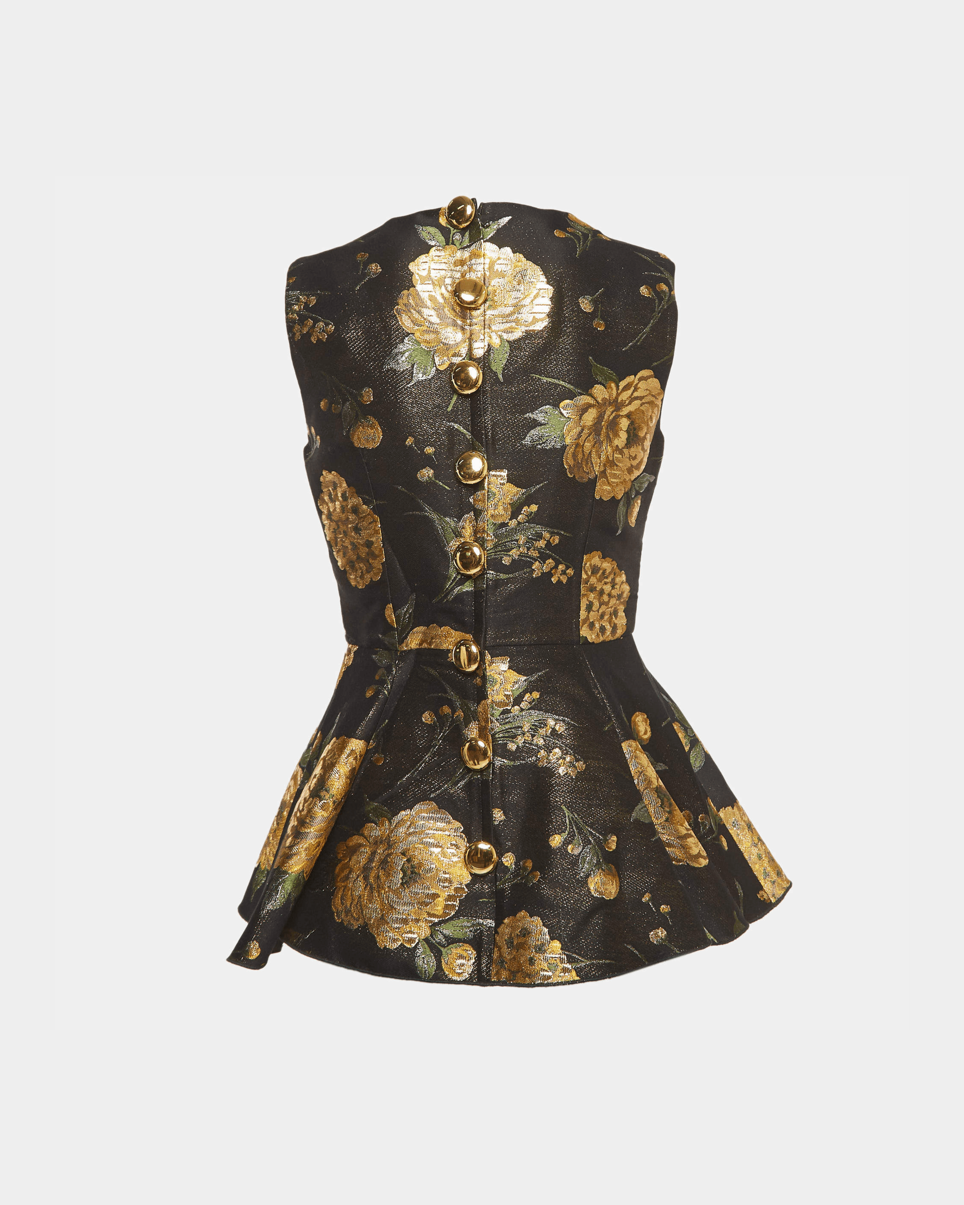 Black Metallic Floral Jacquard Peplum Top - Endless - UAE Rental and Resale for Women's Fashion