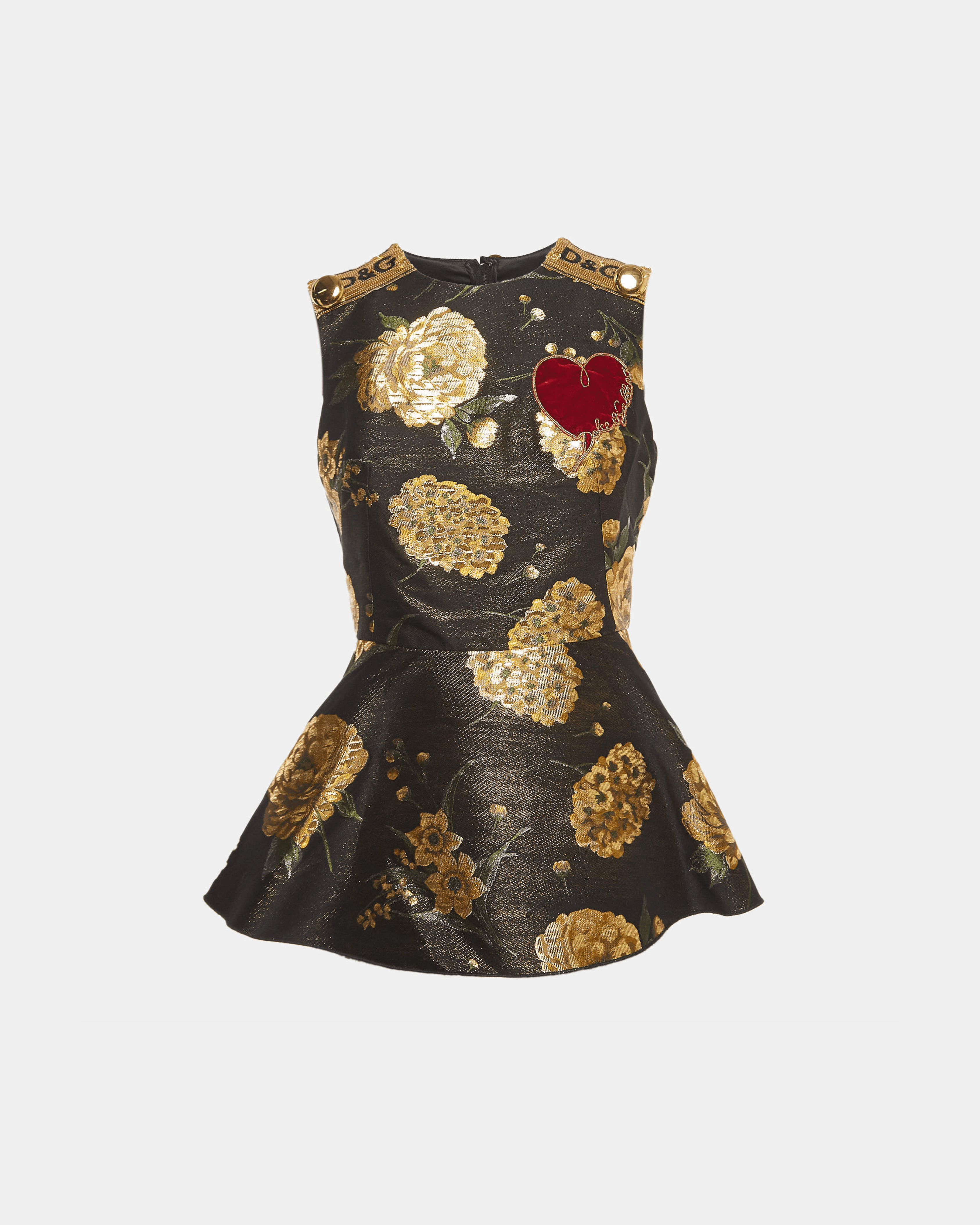 Black Metallic Floral Jacquard Peplum Top - Endless - UAE Rental and Resale for Women's Fashion
