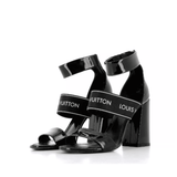 Black Patent Leather Star Trail Ankle Strap Sandals - Endless - UAE Rental and Resale for Women's Fashion