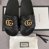 Black Quilted & Gold-GG Slides - Endless - UAE Rental and Resale for Women's Fashion