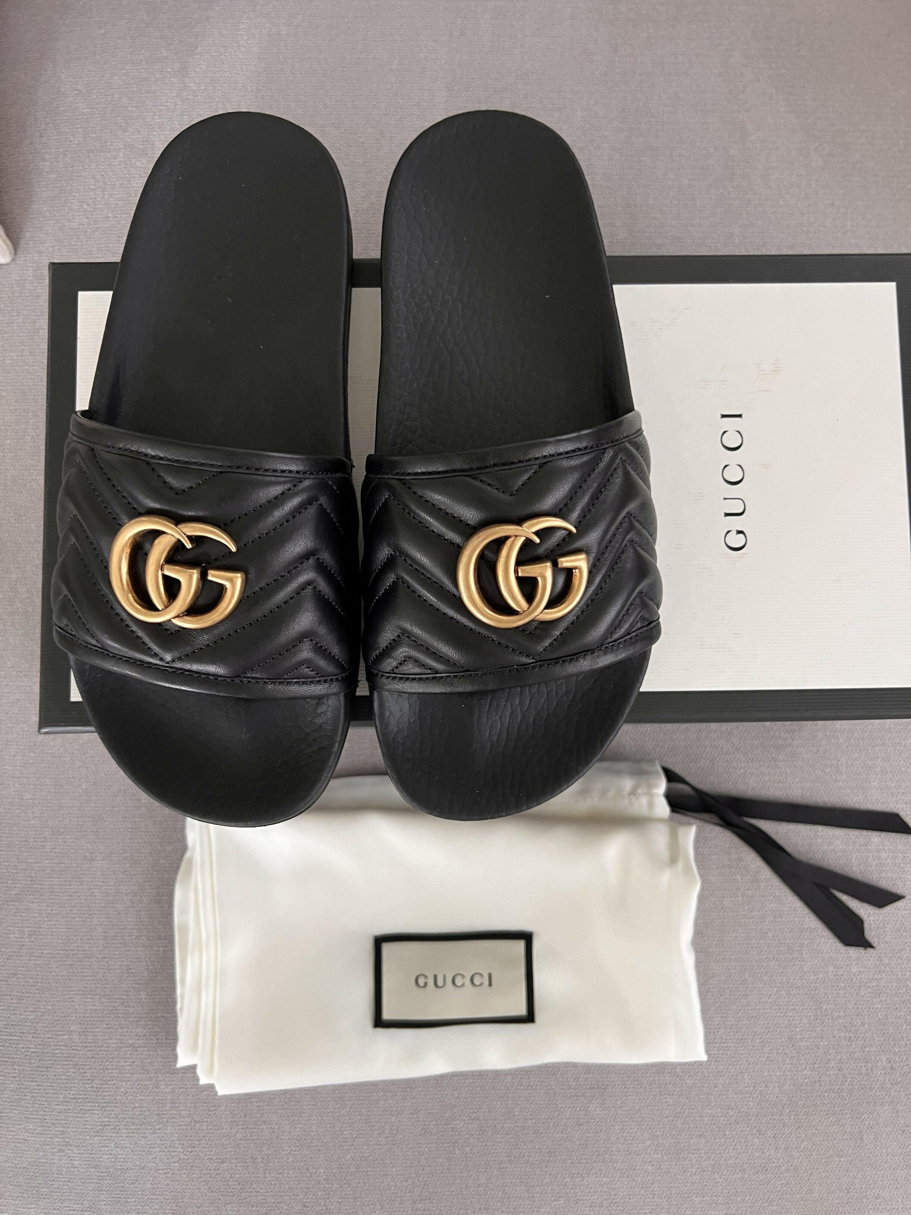 Black Quilted & Gold-GG Slides - Endless - UAE Rental and Resale for Women's Fashion