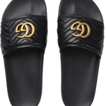 Black Quilted & Gold-GG Slides - Endless - UAE Rental and Resale for Women's Fashion