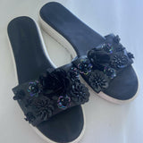 Black Slides Beaded Sequin Flowers - Endless - UAE Rental and Resale for Women's Fashion