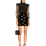 Black Velvet Lip Appliqued Mini Skirt - Endless - UAE Rental and Resale for Women's Fashion