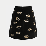 Black Velvet Lip Appliqued Mini Skirt - Endless - UAE Rental and Resale for Women's Fashion