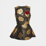 Black/Metallic Floral Jacquard Peplum Top - Endless - UAE Rental and Resale for Women's Fashion