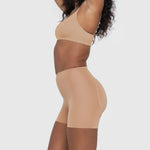 Beige booty boosting shorts with enhanced contouring design — Underhance | Endless UAE