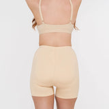 Beige booty boosting shorts with enhanced contouring design — Underhance | Endless UAE
