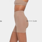 Beige booty boosting shorts with enhanced contouring design — Underhance | Endless UAE