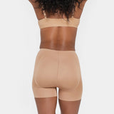 Beige booty boosting shorts with enhanced contouring design — Underhance | Endless UAE