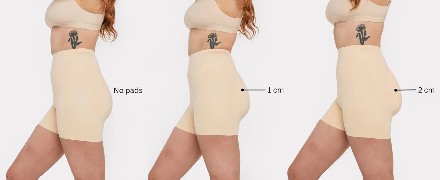 Beige booty boosting shorts with enhanced contouring design — Underhance | Endless UAE