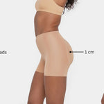 Beige booty boosting shorts with enhanced contouring design — Underhance | Endless UAE