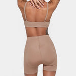 Beige booty boosting shorts with enhanced contouring design — Underhance | Endless UAE