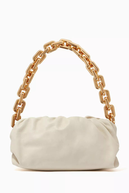 Bottega Veneta White Chain Pouch Handbag Cream - Endless