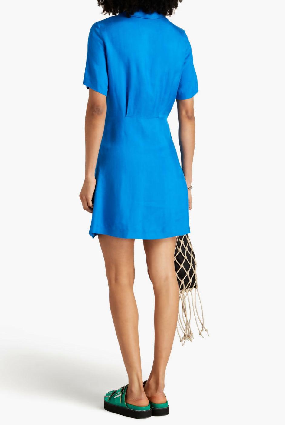 Bow-Detailed Ruched Twill Mini Dress - Endless