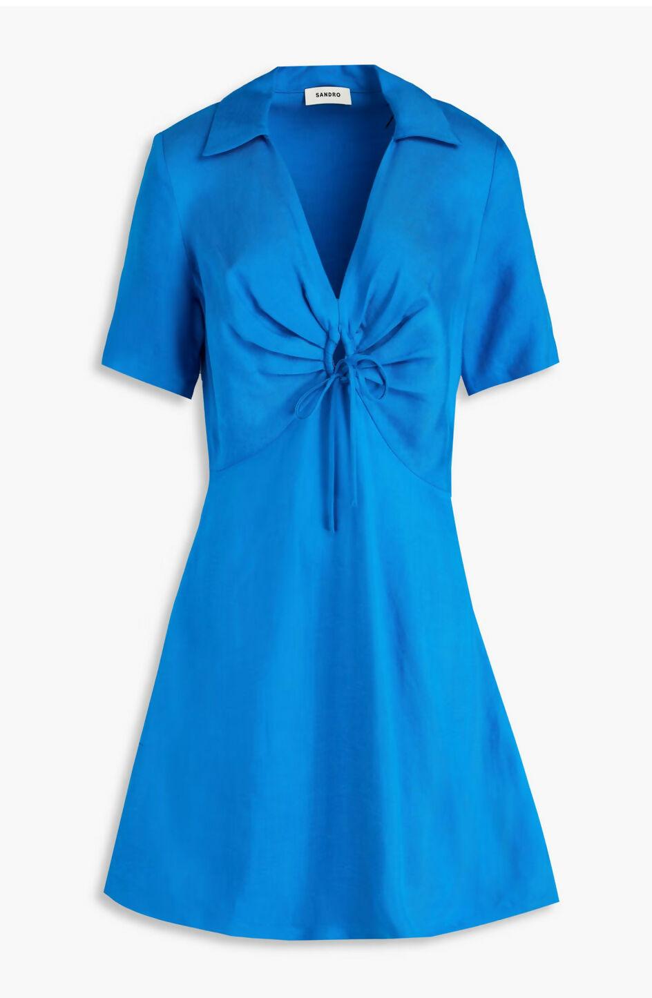 Bow-Detailed Ruched Twill Mini Dress - Endless