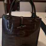 Brown Glaze Croc Embossed Leather Roseau Tote - Endless - UAE Rental and Resale for Women's Fashion