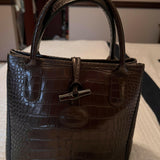 Brown Glaze Croc Embossed Leather Roseau Tote - Endless - UAE Rental and Resale for Women's Fashion