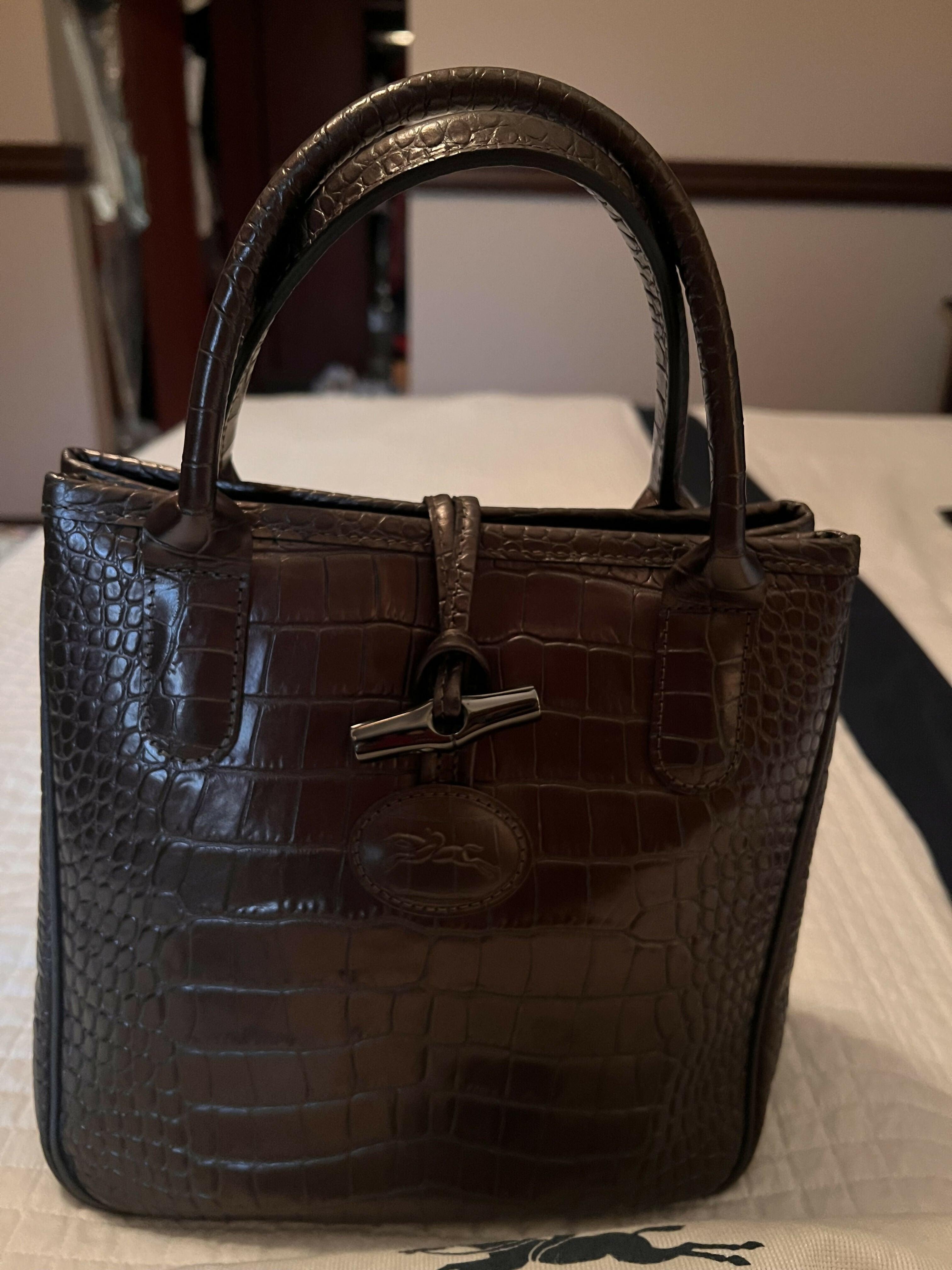 Brown Glaze Croc Embossed Leather Roseau Tote - Endless - UAE Rental and Resale for Women's Fashion