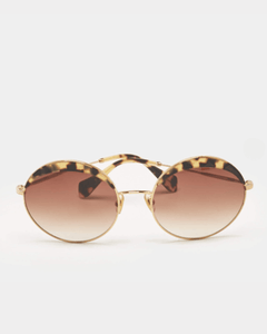 Brown Gradient Tortoise Gold Tone SMU51Q Round Sunglasses - Endless - UAE Rental and Resale for Women's Fashion