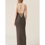 Brown Metallic Knit Maxi Dress - Endless - UAE Rental and Resale for Women's Fashion