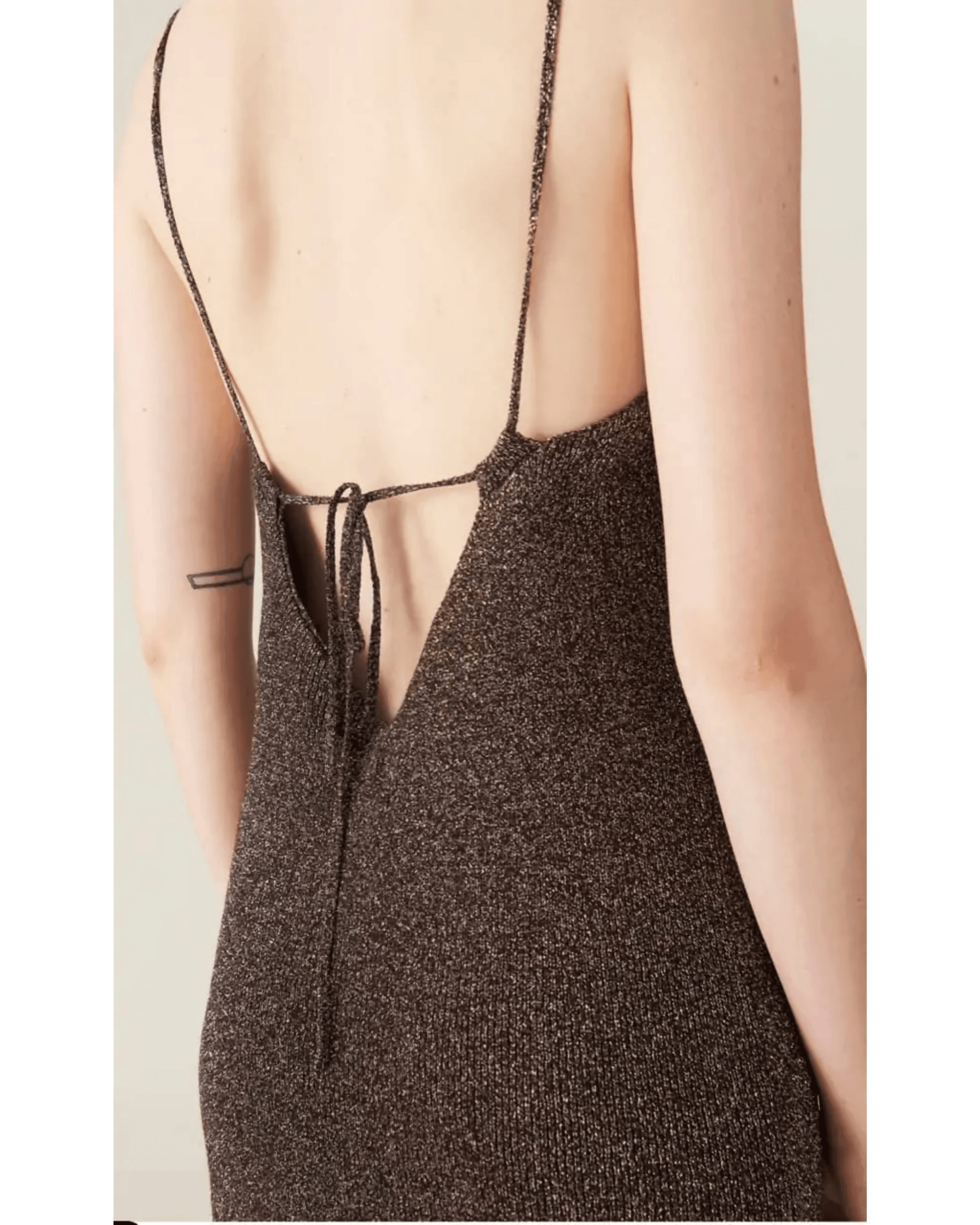 Brown Metallic Knit Maxi Dress - Endless - UAE Rental and Resale for Women's Fashion