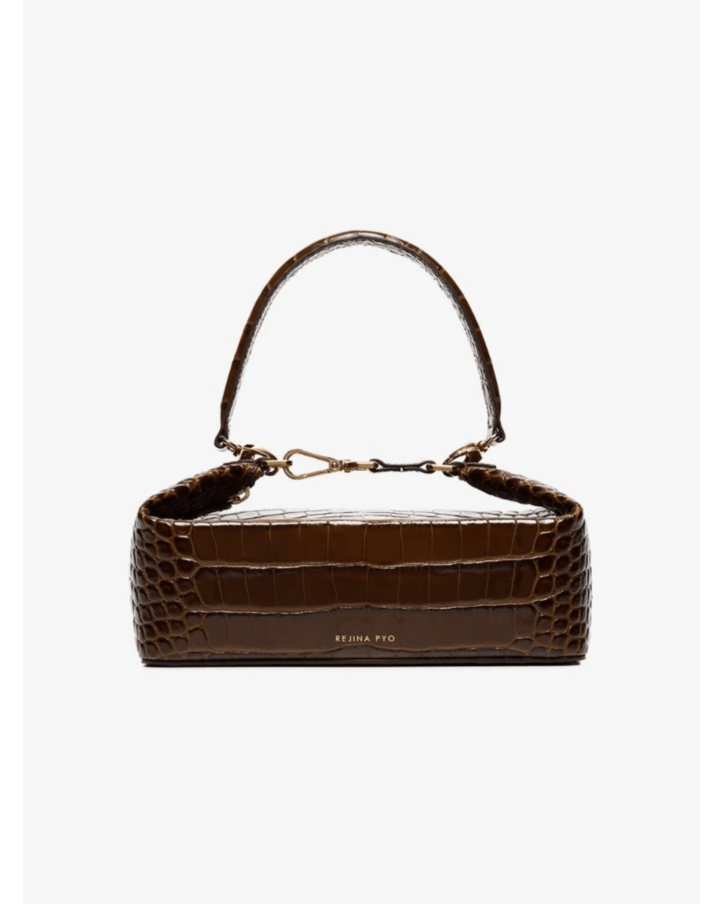 Brown Olivia Crocodile Embossed Leather Box Bag - Endless - UAE Rental and Resale for Women's Fashion