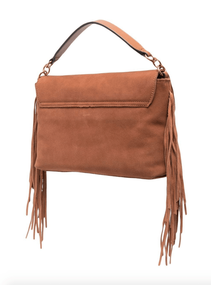 Brown Suede Tassel Fringe Mini Tote Handbag - Endless