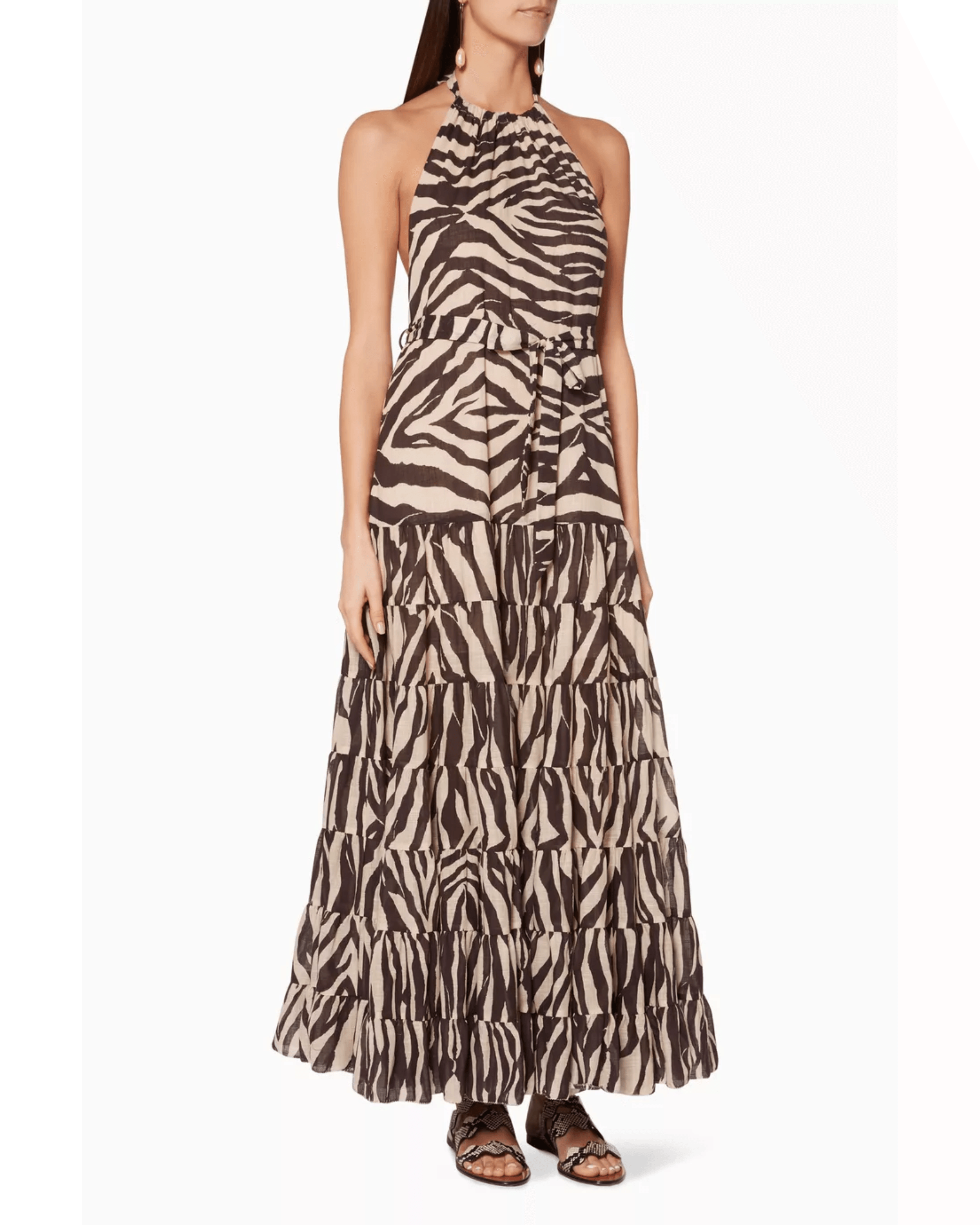 Brown Zebra-Print Juniper Halter Dress - Endless - UAE Rental and Resale for Women's Fashion