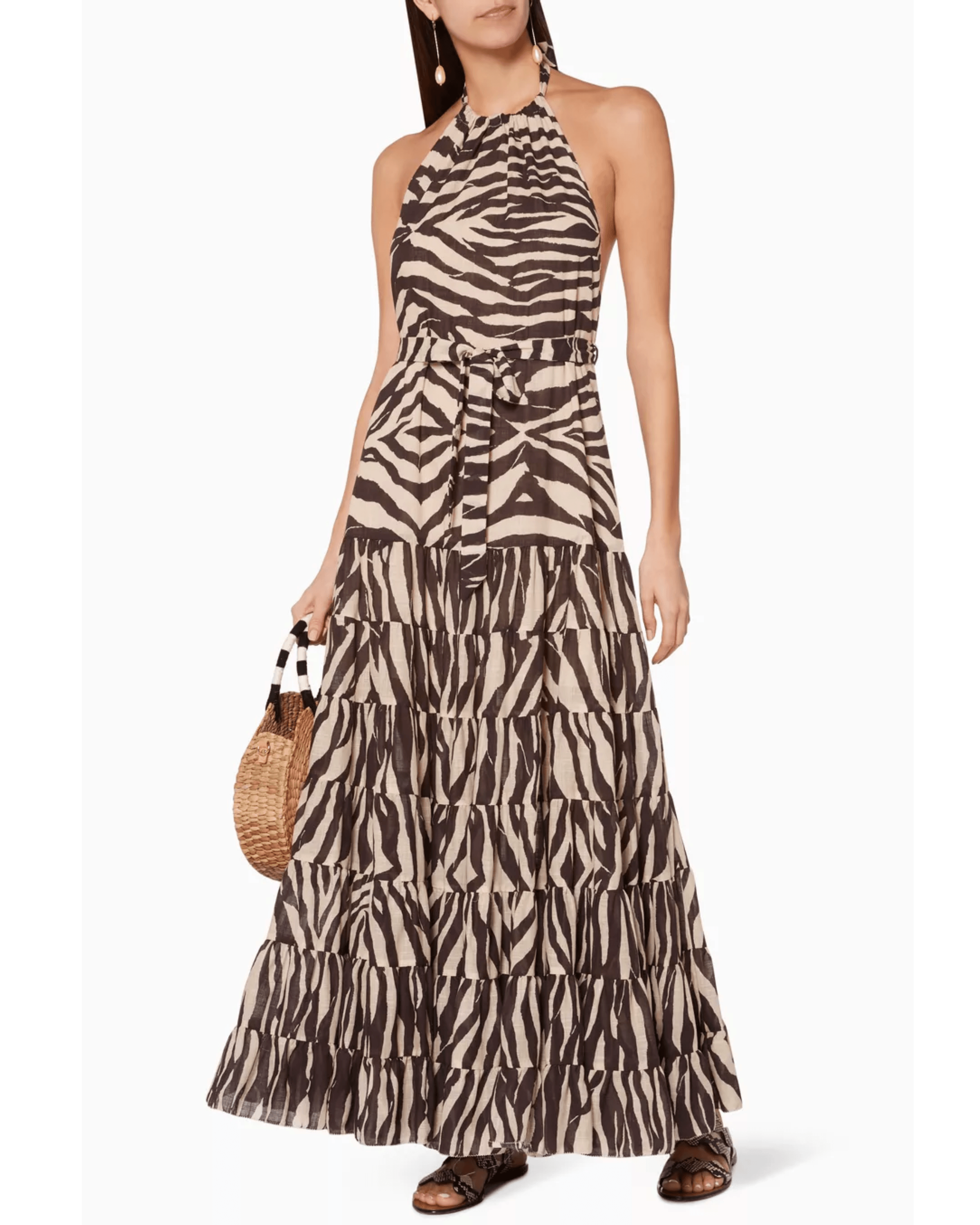 Brown Zebra-Print Juniper Halter Dress - Endless - UAE Rental and Resale for Women's Fashion