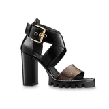 Brown/Black Monogram Canvas and Patent Cross Ankle Strap Sandals - Endless - UAE Rental and Resale for Women's Fashion