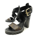 Brown/Black Monogram Canvas and Patent Cross Ankle Strap Sandals - Endless - UAE Rental and Resale for Women's Fashion