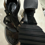Brown/Black Monogram Canvas and Patent Cross Ankle Strap Sandals - Endless - UAE Rental and Resale for Women's Fashion