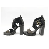 Brown/Black Monogram Canvas and Patent Cross Ankle Strap Sandals - Endless - UAE Rental and Resale for Women's Fashion