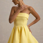 Bruna Lemon Bandeau Skater Mini Dress - Endless - UAE Rental and Resale for Women's Fashion