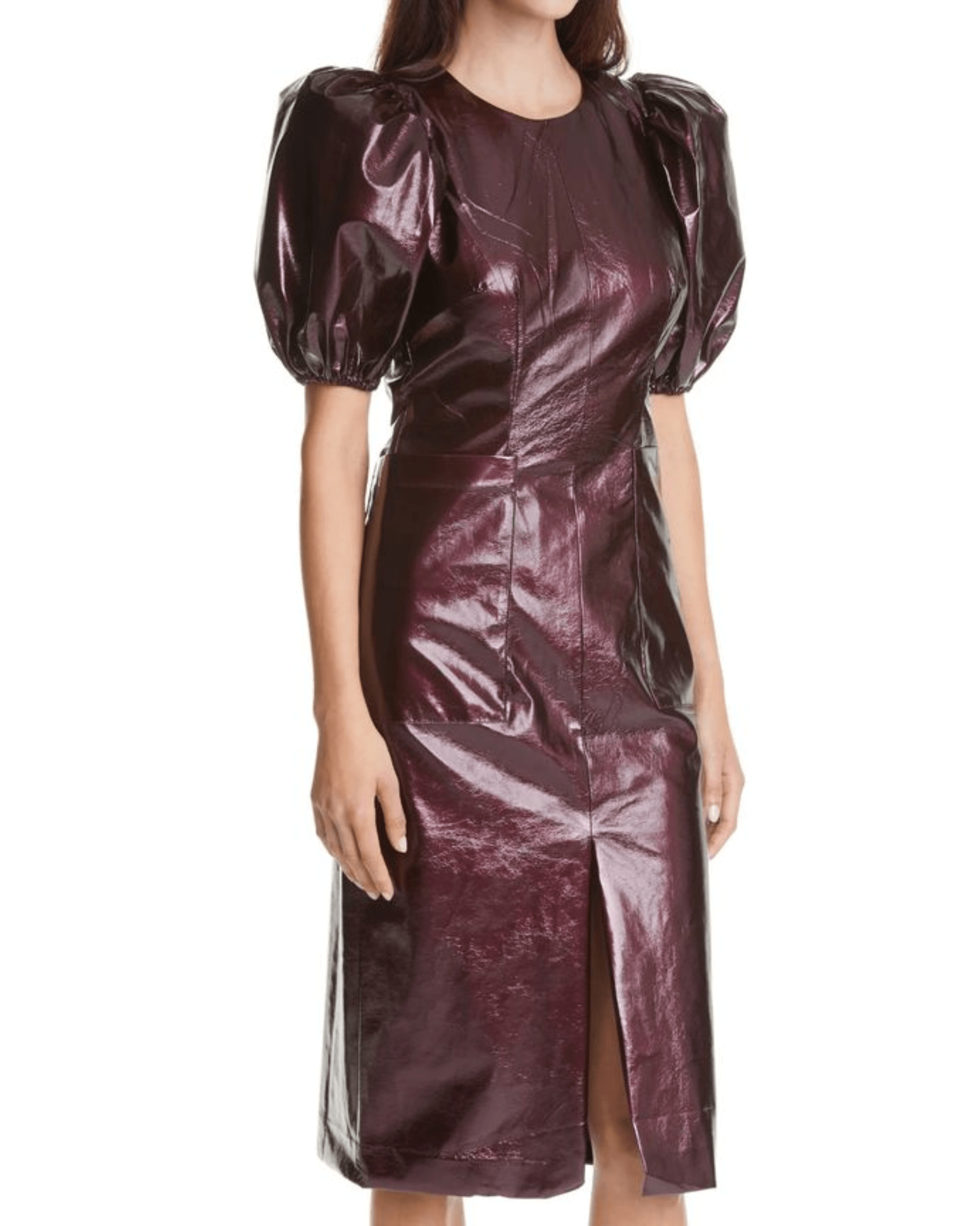 Burgundy Balloon Sleeve Dress - Endless - UAE Rental and Resale for Women's Fashion