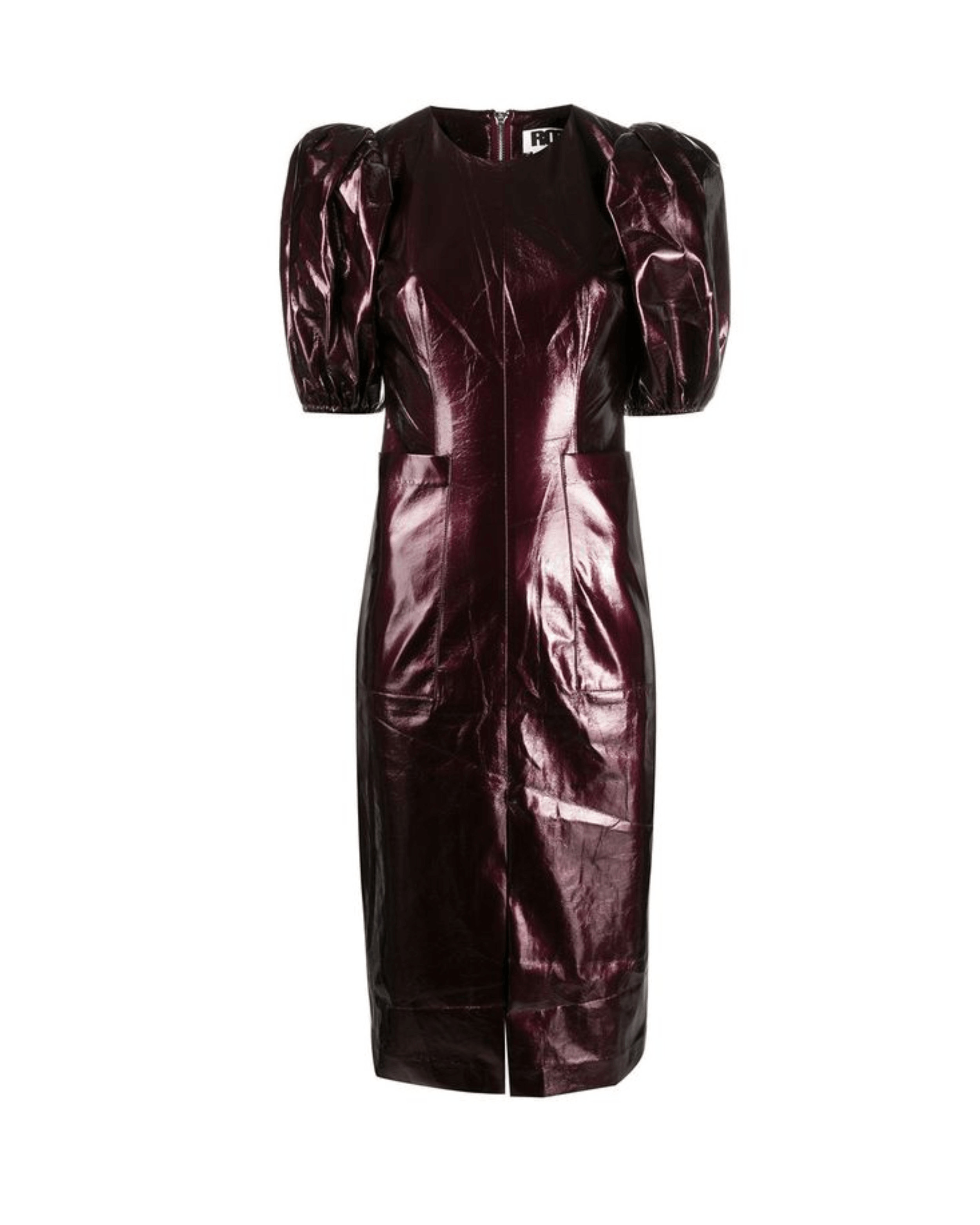 Burgundy Balloon Sleeve Dress - Endless - UAE Rental and Resale for Women's Fashion