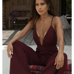 Burgundy Crepe Jumpsuit - Endless - UAE Rental and Resale for Women's Fashion