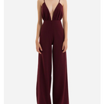 Burgundy Crepe Jumpsuit - Endless - UAE Rental and Resale for Women's Fashion