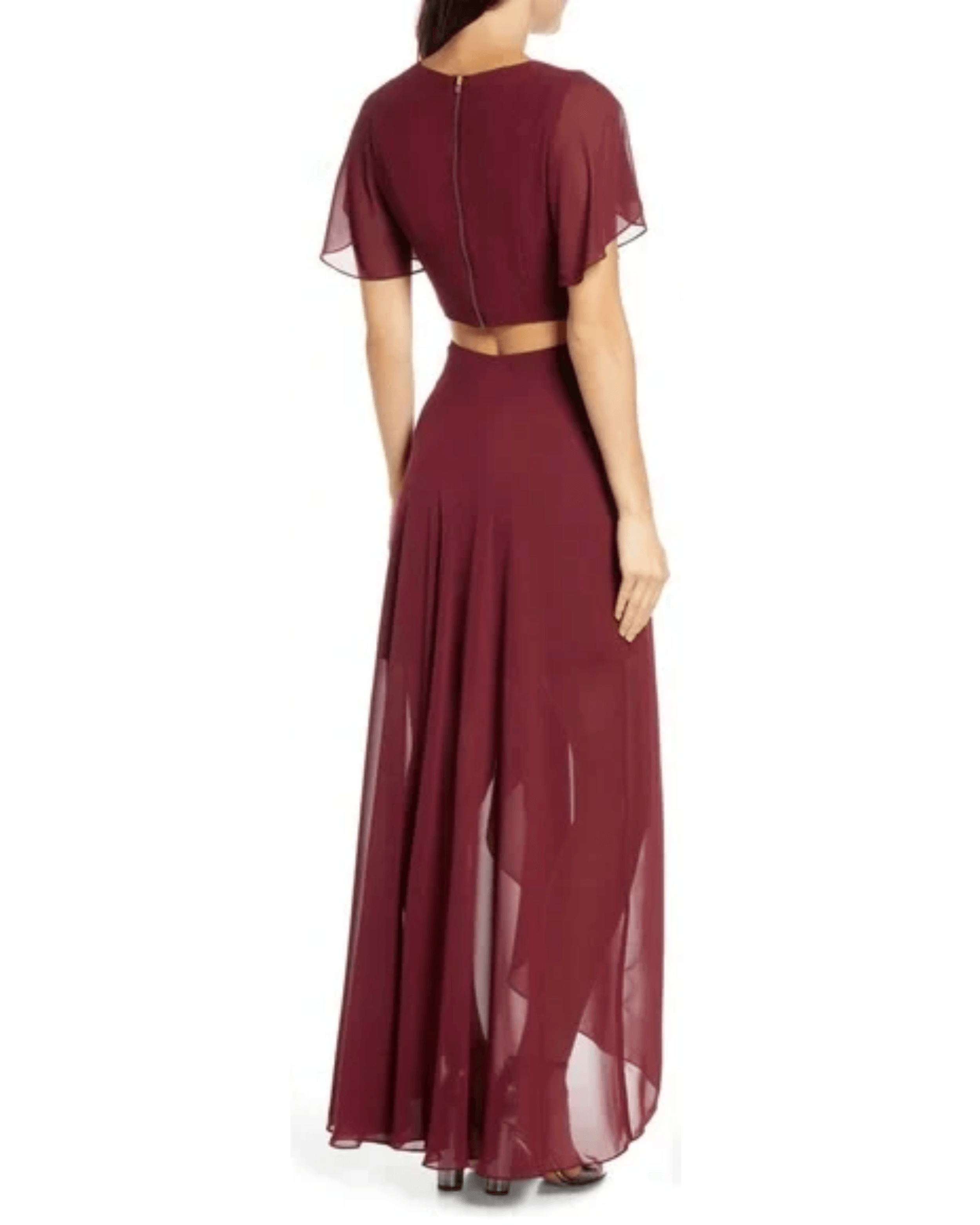 Burgundy Cut-out Maxi Dress - Endless - UAE Rental and Resale for Women's Fashion