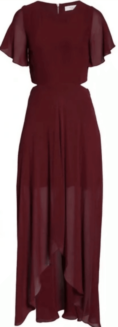 Burgundy Cut-out Maxi Dress - Endless - UAE Rental and Resale for Women's Fashion