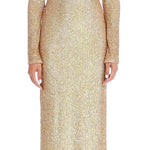 Gold embellished full sleeve maxi dress on model — ILTA | Endless UAE