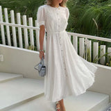 Sequin Button Front Midi Dress