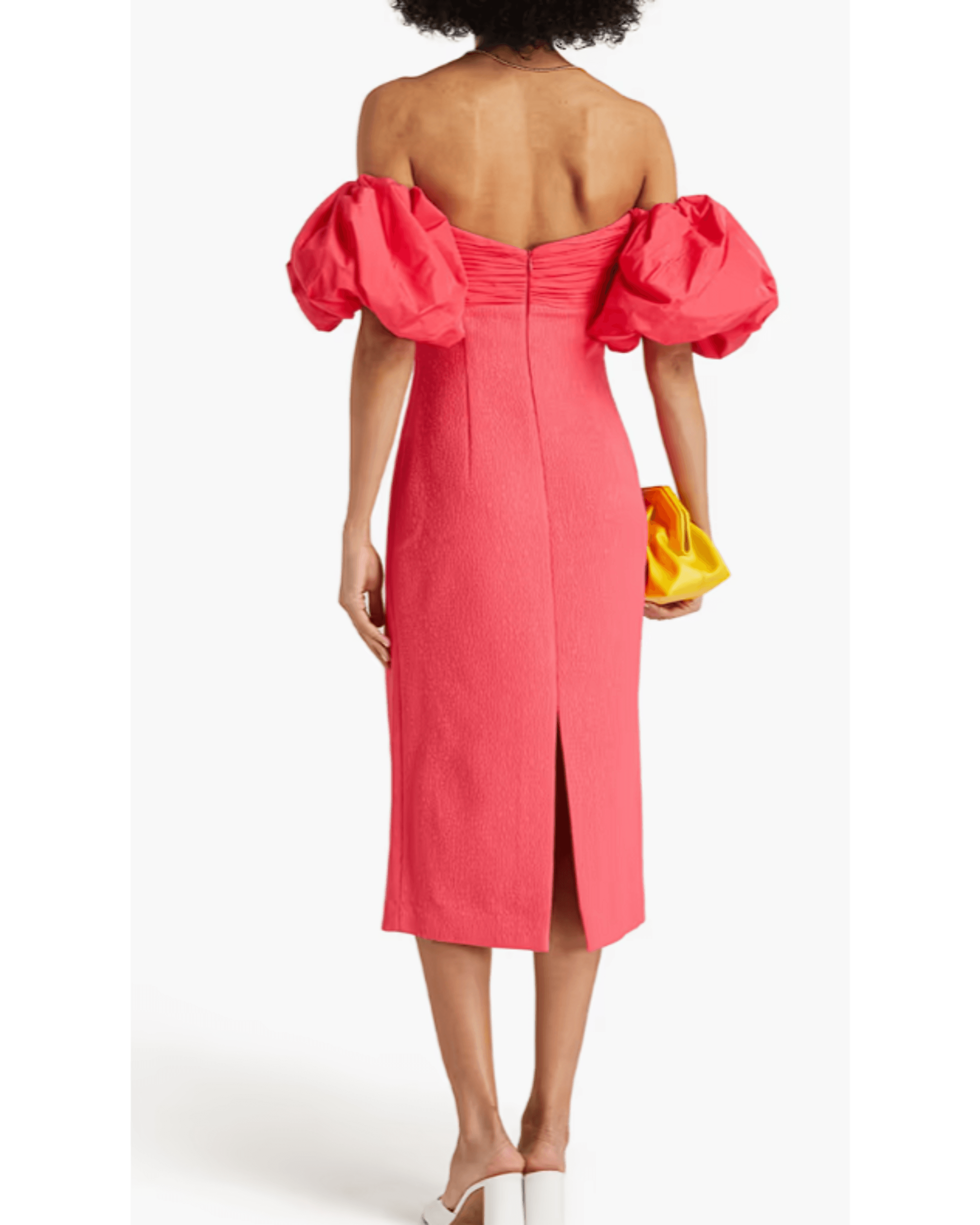 Caitlin Off-The-Shoulder Taffeta-Paneled Cloqué Midi Dress - Endless - UAE Rental and Resale for Women's Fashion