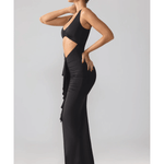 Calluna Slinky Jersey Cut Out Ruffle Racerback Maxi Dress - Endless - UAE Rental and Resale for Women's Fashion