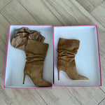 Camel Velour Slouchy Boots - Endless - UAE Rental and Resale for Women's Fashion