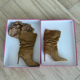 Camel Velour Slouchy Boots - Endless - UAE Rental and Resale for Women's Fashion